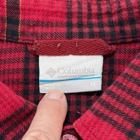 Columbia Red Plaid Flannel Long Sleeve Button Up Shirt Men’s Sz Medium - Picture 7 of 11
